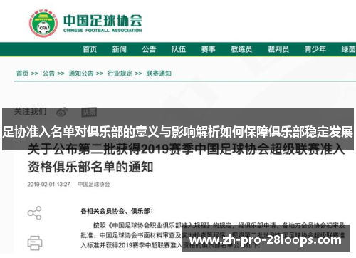 足协准入名单对俱乐部的意义与影响解析如何保障俱乐部稳定发展 足协准入名单对俱乐部的意义与影响解析如何保障俱乐部稳定发展